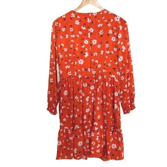 Eliza J Women's Tiered Formal Floral Soft Short Dress Red Orange Size 6 - Picture 6 of 12